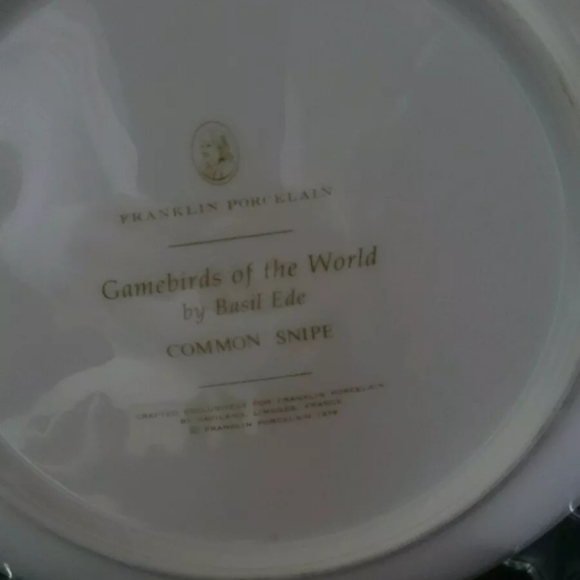 Franklin Porcelain Common Snipe 9" Plate - Picture 4 of 4